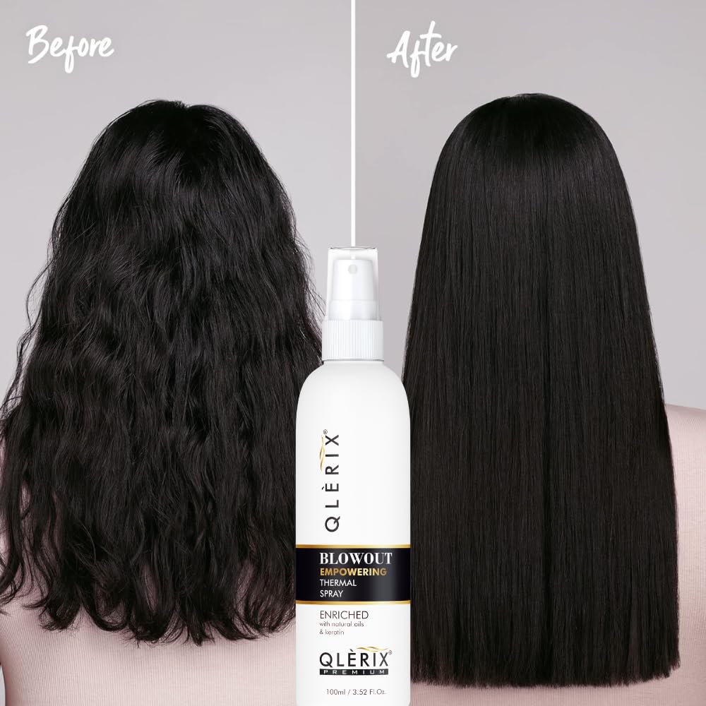 QLERIX Premium Blowout Hair Styling and Straightening Heat Protection Hair Spray with Keratin and Argon oil for Men and Women No Sulfate No Parabean (100ml) (1) 3