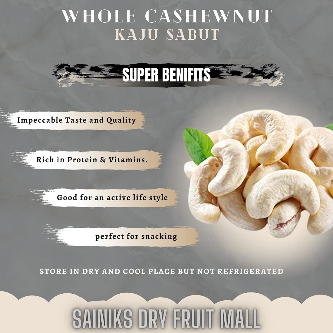 Sainik's Dry Fruit Mall Premium Whole Cashewnut/Kaju Sabit 500-GR Kaju/Cashew W280 1