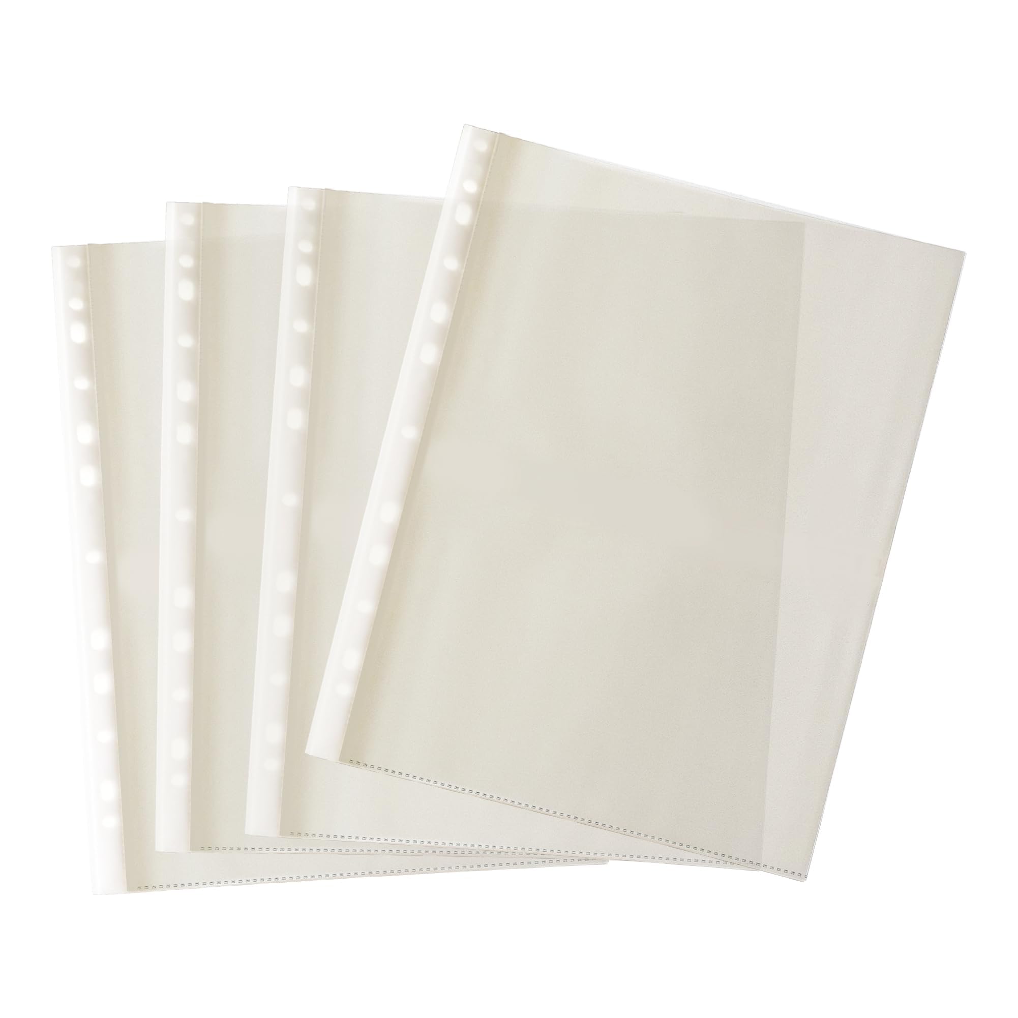 Janrax A4 Punched Pockets Pack of 50, Clear A4 Sheet Protectors with Reinforced Strip, 45 Micron Polypropylene Document Pockets, Copy Safe Acid Free Poly Pockets for Ring Binder Filing