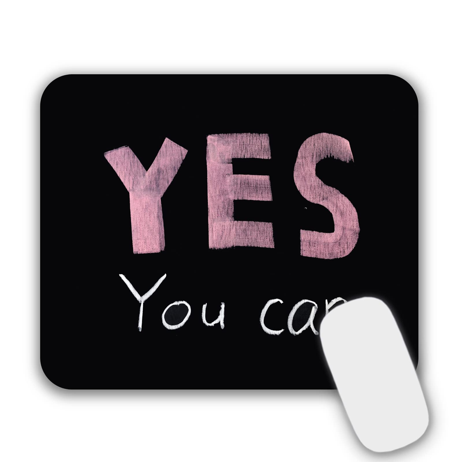 Mouse Pad, Gaming Mouse Pad, Non-Slip Rubber Base Mouse Mat with Designs for Laptop, Computer & Office, 9.5 x 7.9 x 0.12 inches (Yes You Can)