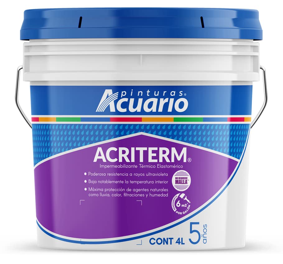 La mejor comparación de Pinturas acuario precios los mejores 5. 30 Pinturas Acuario - Impermeabilizante Aislante Acriterm 5 Años - 4 Litros (Blanco)