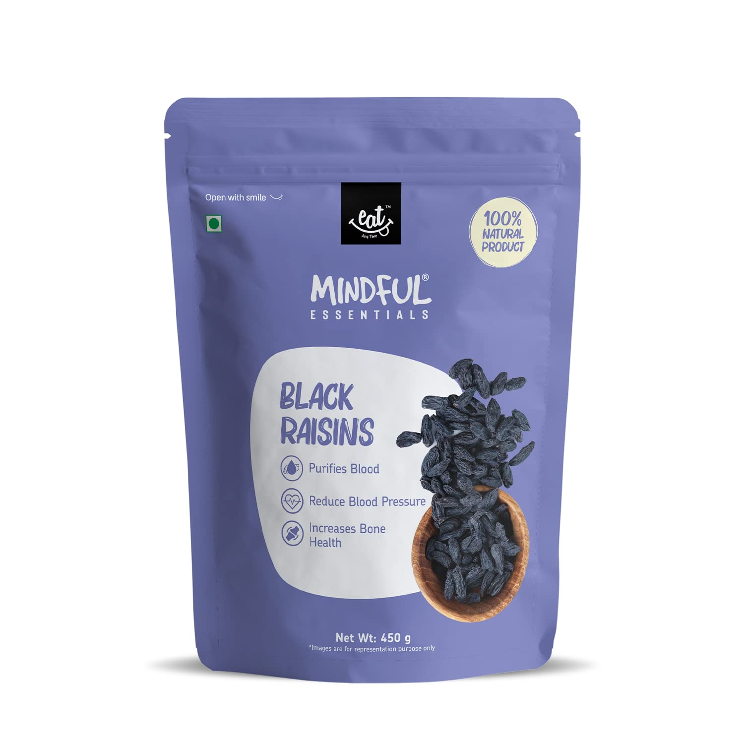 Eat Anytime Premium Black Raisins Seedless - 450gm | Dried Kishmish Without Seeds, black raisins, black raisins seedless, black kishmish seedless | High in Antioxidants | Kali Kismish - 450gm (B09XFGSVSX) Amazon Price History, Amazon Price Tracker
