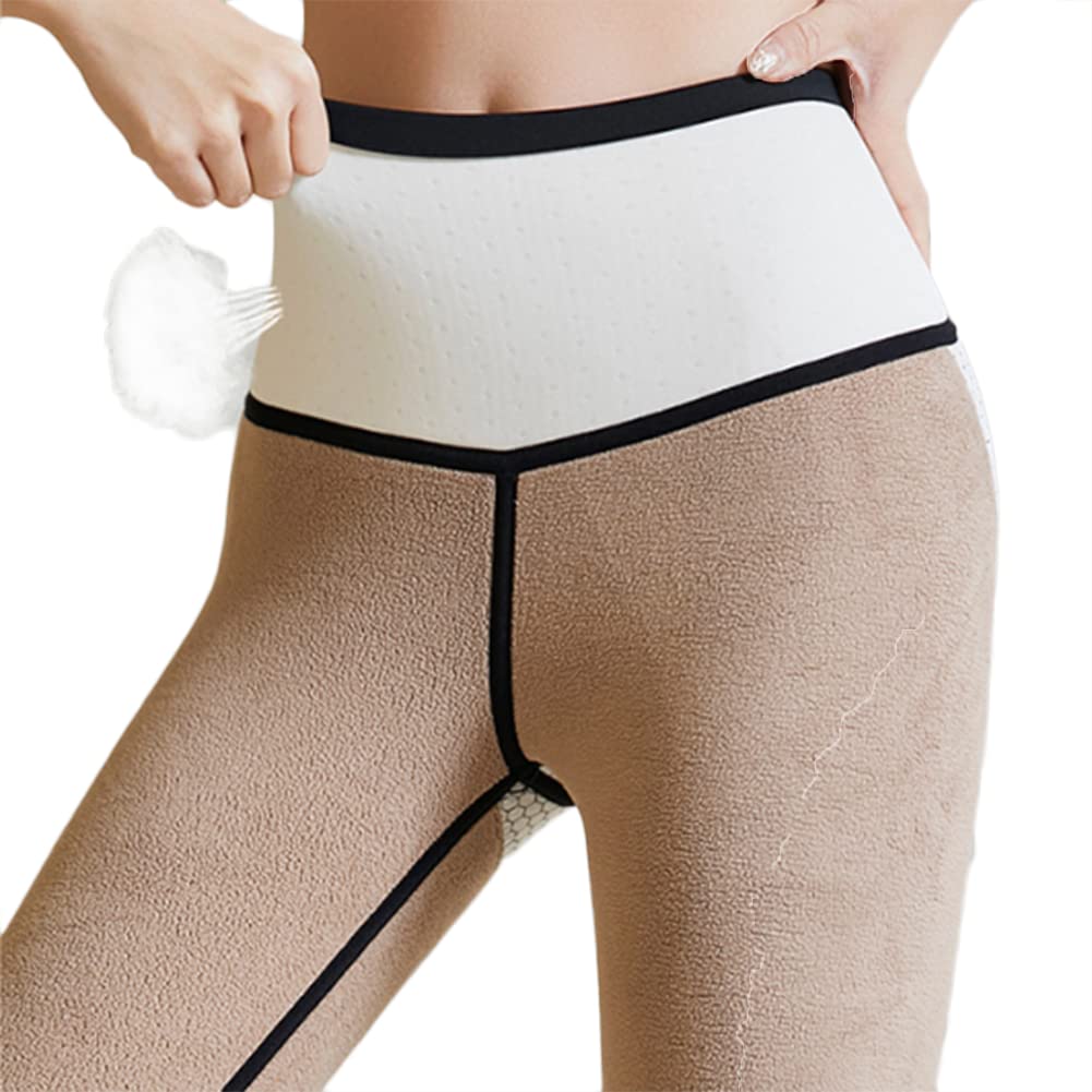 Mujer Leggings Forro Polar Polainas Cintura Alta Suave Elástico Invierno cálido Pantalones de Control Barriga Mallas Fitness Deportivas S-XL