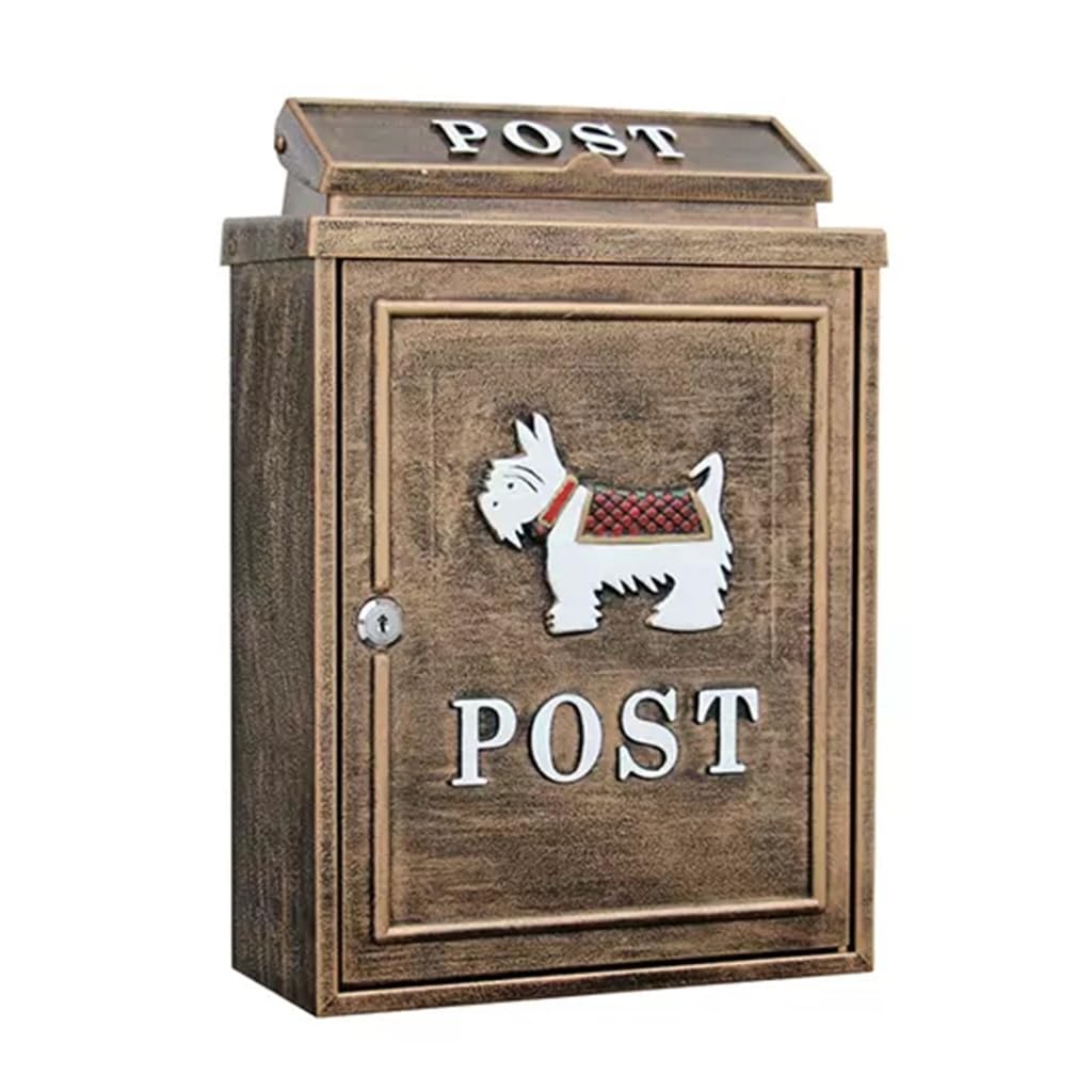 Post Box,Vintage Mailbox,Wall Mount Mailbox,Big Mailboxes For Outside, Farmhouse Style Mailboxes.(Gold+White)