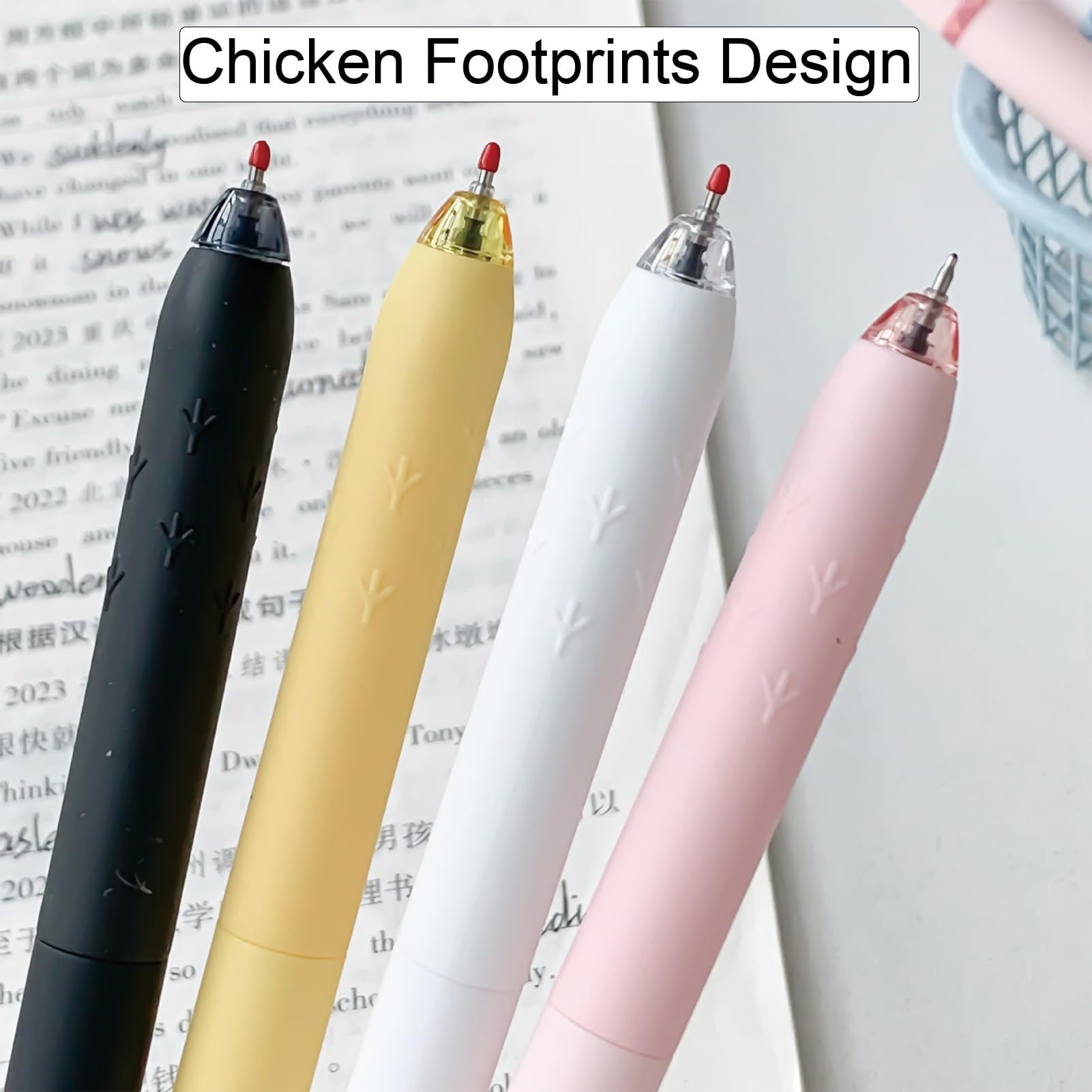 4 Pcs Cute Gel Pens Cartoon Chick Retractable Pens 0 5mm Black Ink Writing Pen Kawaii Funny Chicken — view 3