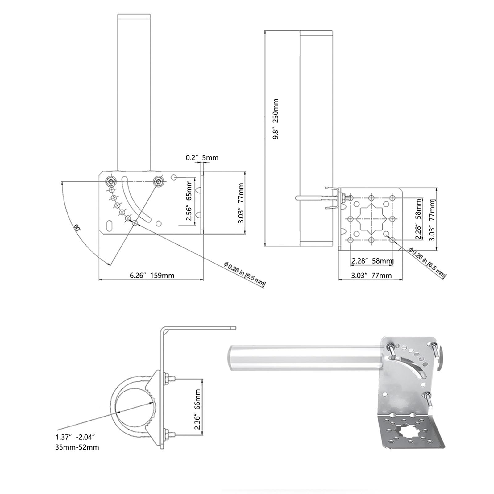 CHICIRIS Kit de Montage pour Antenne Rectangulaire V2