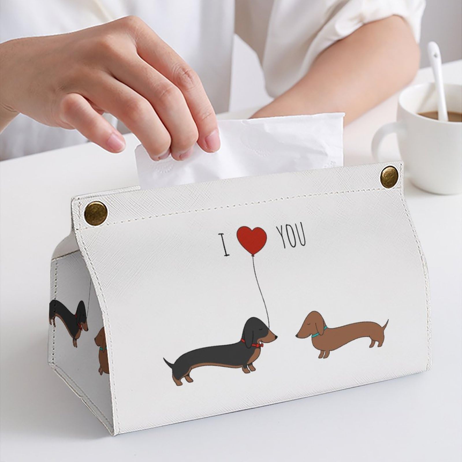 Amazon｜ティッシュケース ダックスフント 犬柄 愛の風船 PUレザー