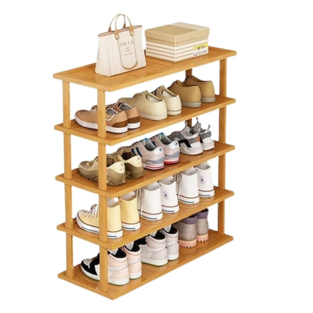 ZEPOLI - Bamboo Shoe Rack, Shoe Storage Shelf, Shoe Box, Multi-Layer Figurine for Office Home Hotel Entrance Area Shoe Storage Non-Slip (Easy Installation). (65CM, 5)