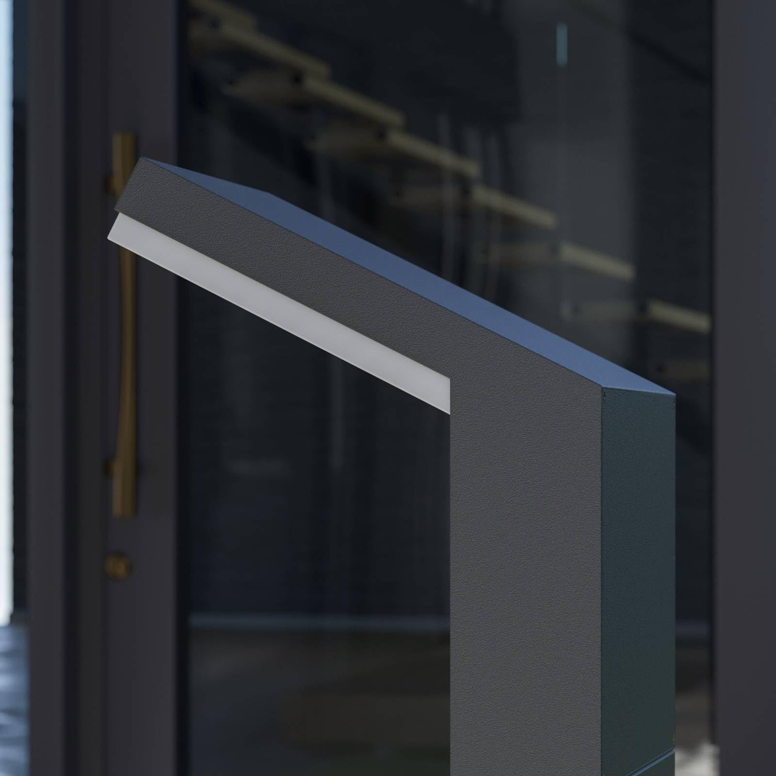Arcchio LED Außenleuchte Yolena mit Bewegungsmelder (spritzwassergeschützt (Modern) in Schwarz aus Aluminium (1 flammig,) - Wegeleuchte Pollerleuchte Wegelampe Sockelleuchte