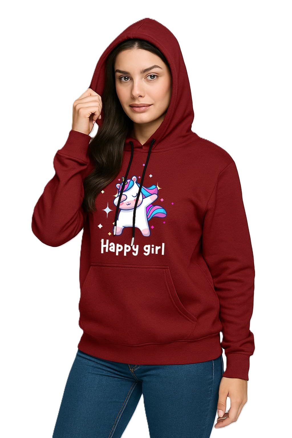 Dennis Lingo Women's Cotton Blend Hooded Sweatshirt, Full Sleeve, Printed in multi