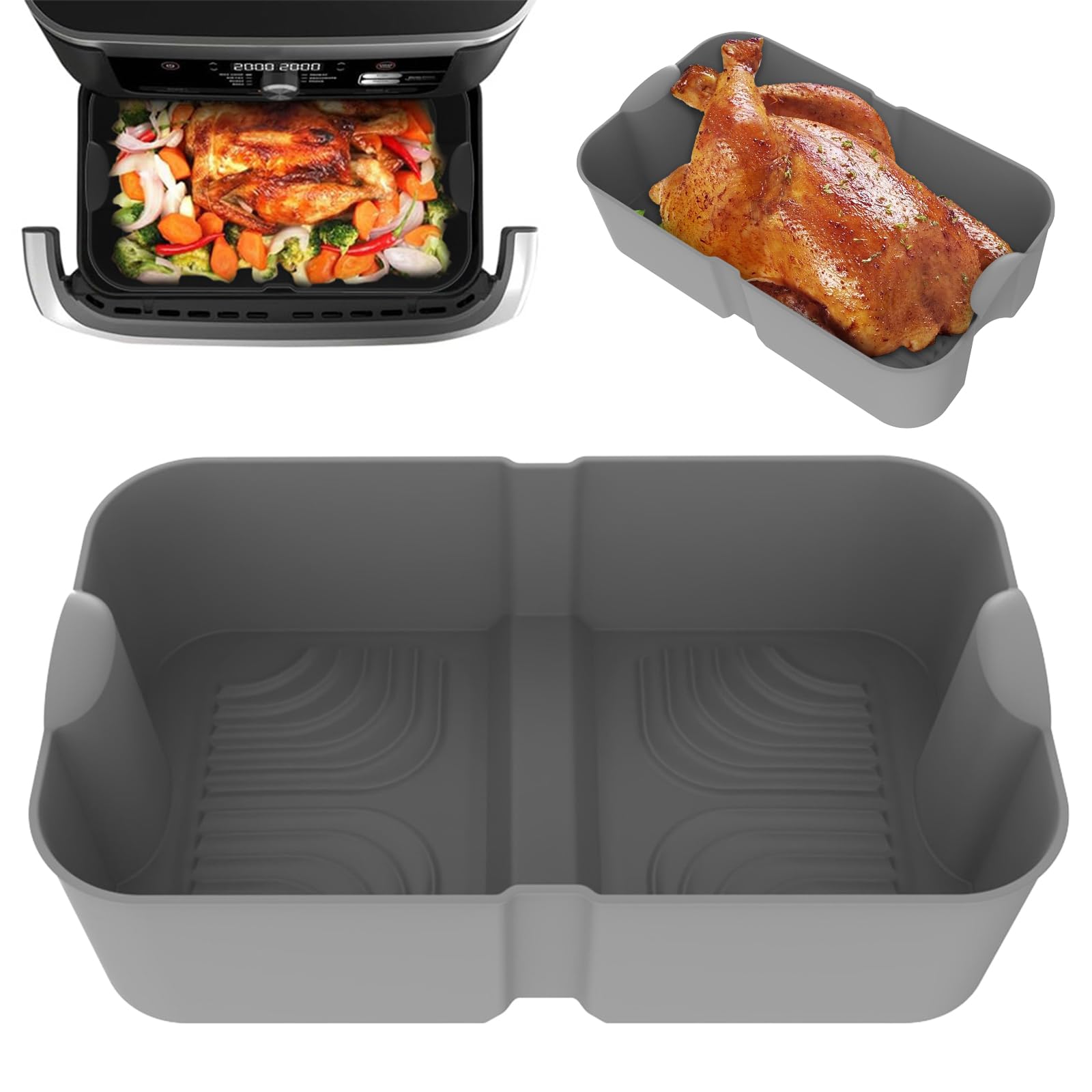 Anttyscar Air Fryer Liners Silicone for Ninja Flexi Drawer Air Fryer, AF500UK Accessories Reusable Air Fryer Accessories Large Air Fryer Inserts, 1x10.4L(1Pcs Grey)