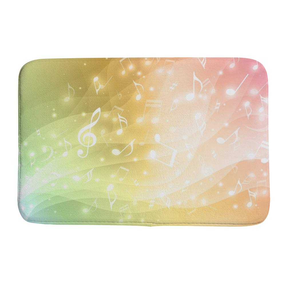 Tapis de bain en velours corail antidérapant de 36 x 24 pouces avec un motif musical coloré