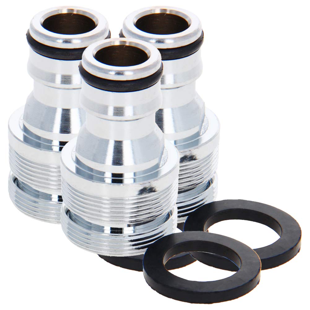 Othmro 3Pcs Garden Lawn Water Hose Quick Connectors Nozzle Pipe Thread Size 24mm Interface Size 16mm Male Thread Brass Quick Connectors Adapters Nickel Plated Water Hose Connectors and Fittings