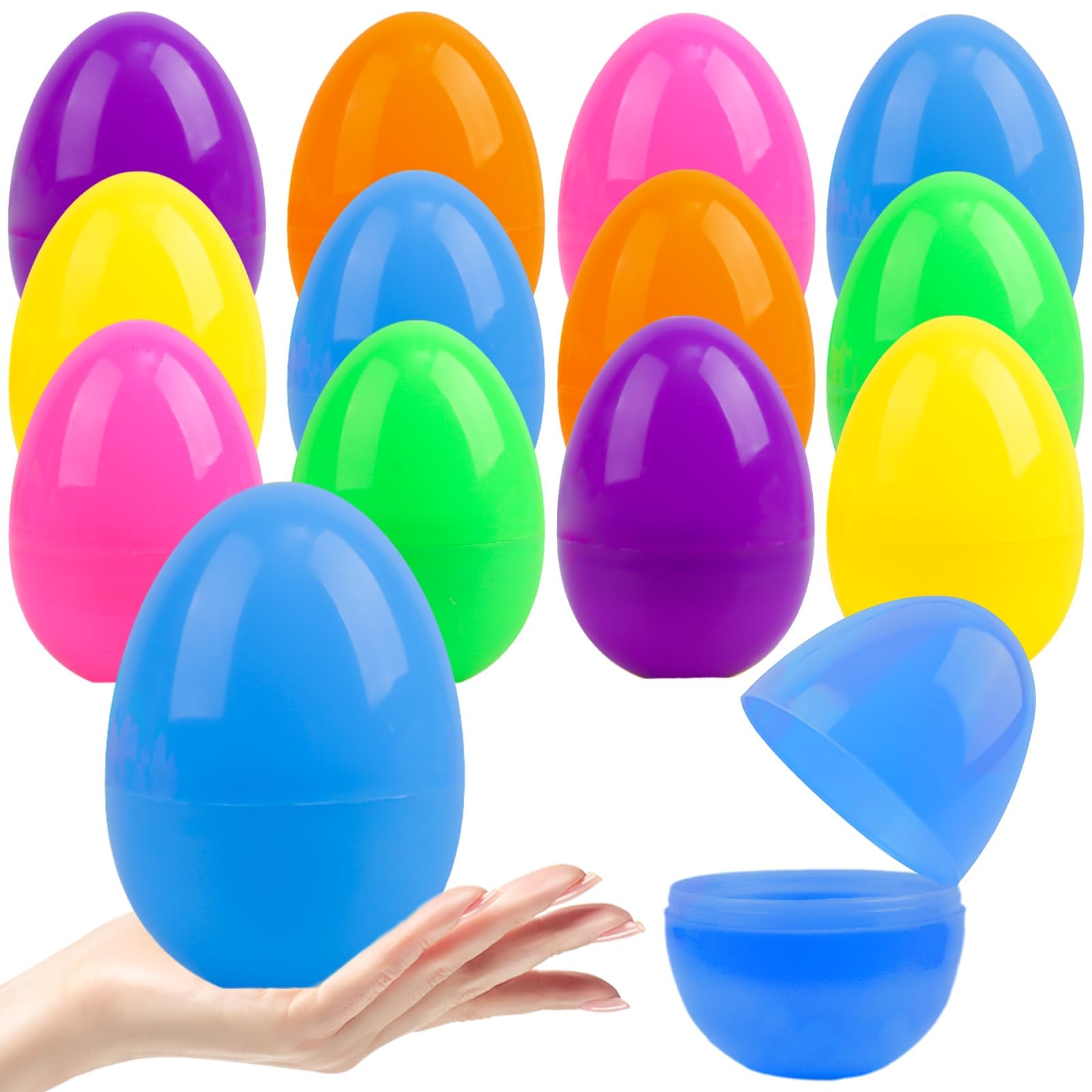 50PCS Large Colourful Fillable Plastic Surprise Easter Eggs, Large Assorted Colour Fillable Plastic Surprise Easter Eggs