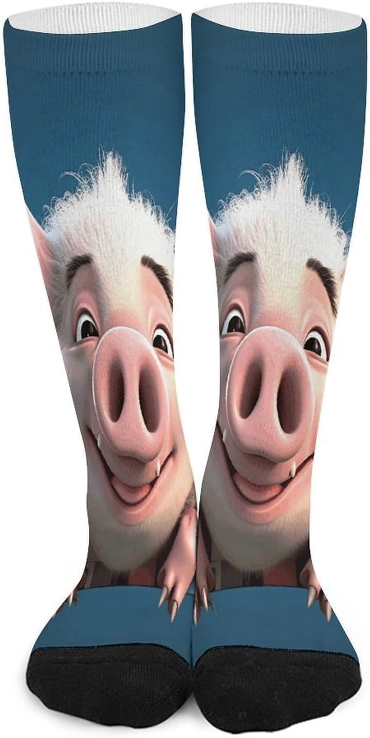 Smiling Mid-Calf Socks Women Warm Knee High Socks Cozy Hiking Skiing Soft Boot Mid Calf Stocking Unisex