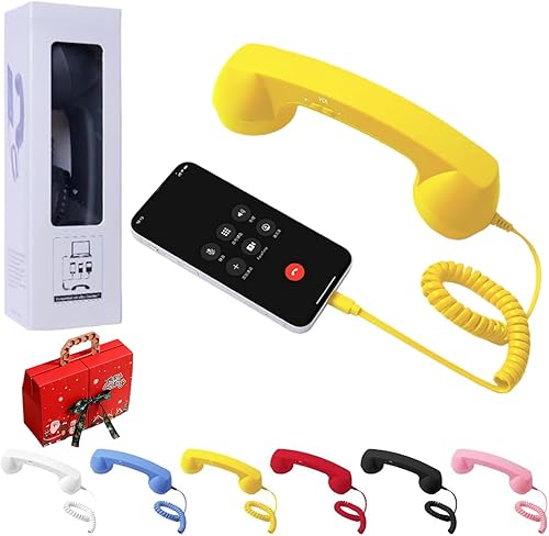 Retro Phone Handset for iPhone & Android, Cell Phone Receiver with Microphone & Speaker, 90s Style Prop for Photos, Classic Vintage Telephone
