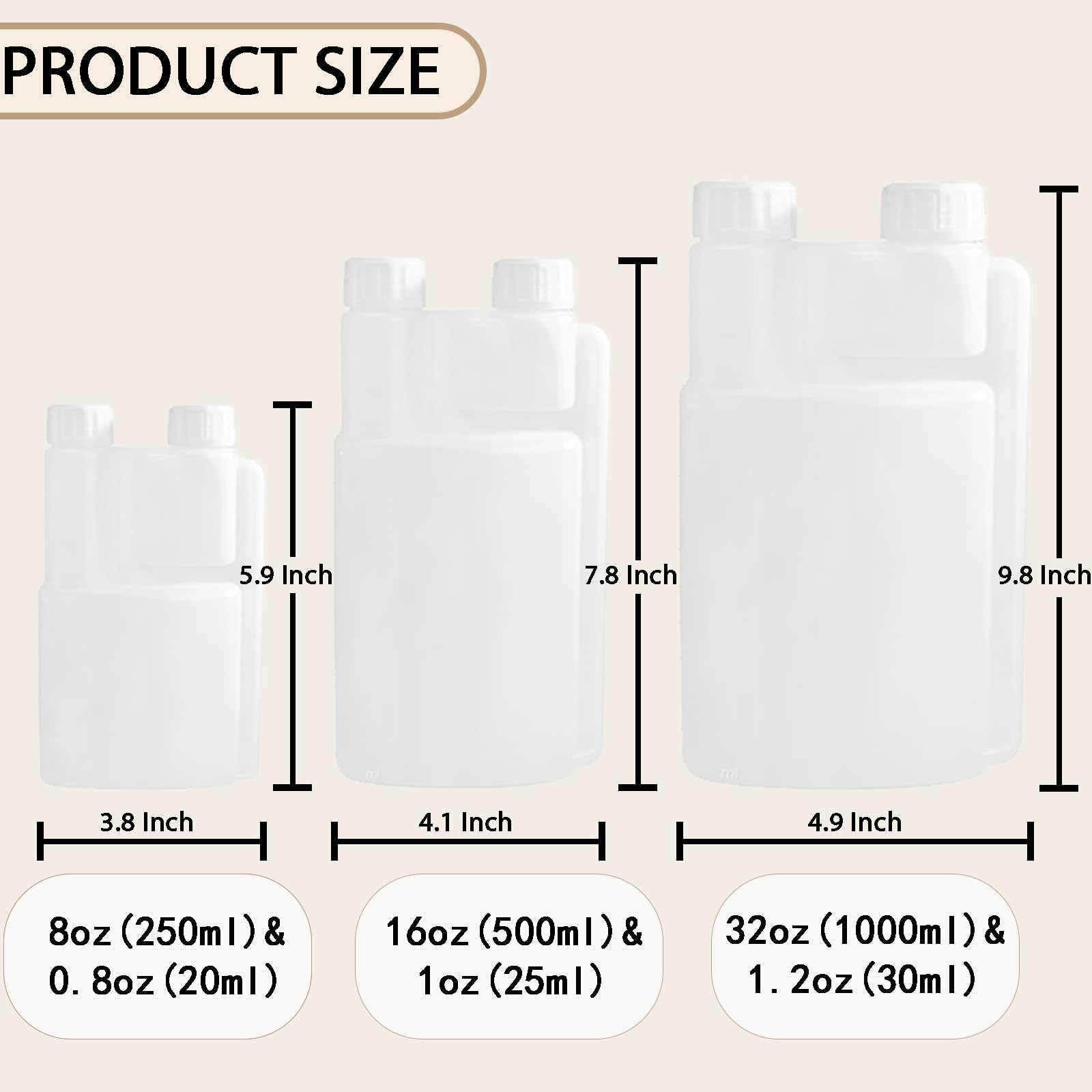 2-Pack HDPE Squeeze Dispenser Bottles with Funnel