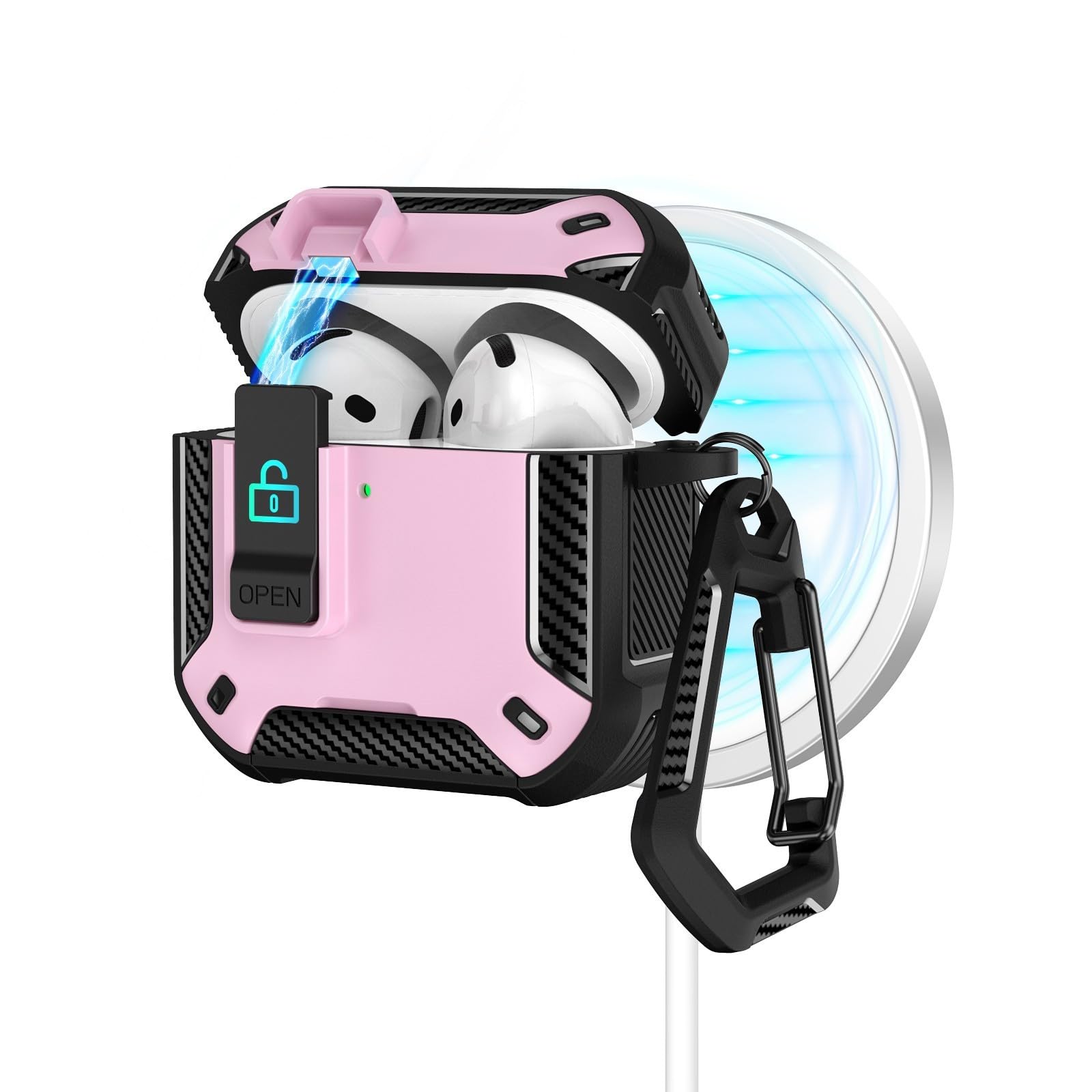 Funda AirPods Pro 2 de cuerpo completo rígida y antichoque rosa 7