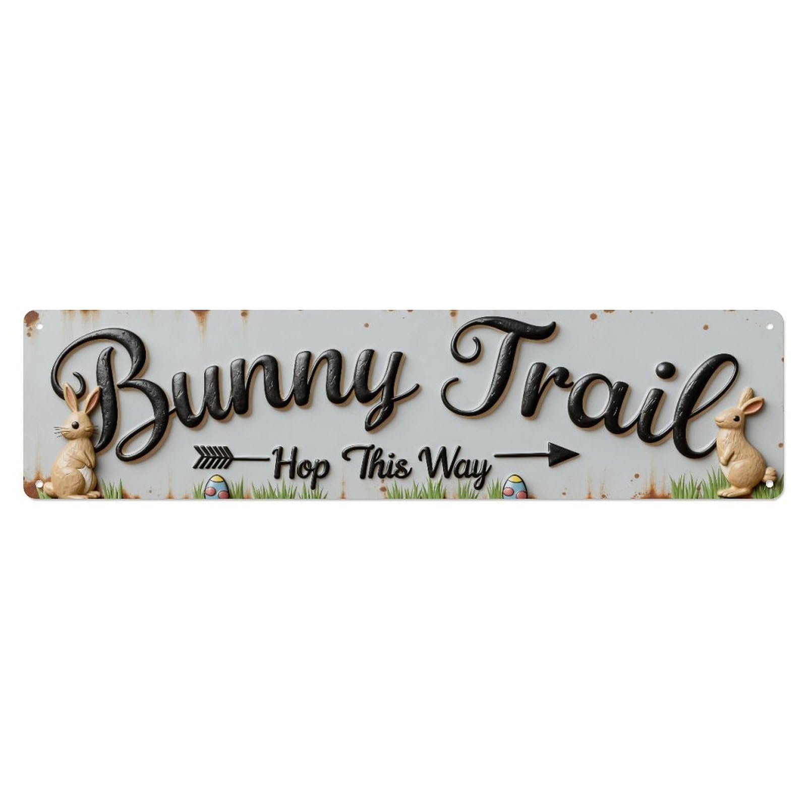 Bunny Trail Hop This Way Metal Tin Sign Plaque