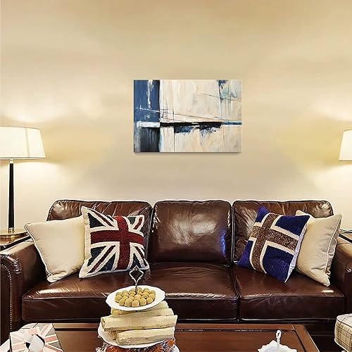 Miniatura 340 de Lienzo artístico para pared, pinturas de arte abstracto, fantasía azul, grafiti colorido sobre fondo blanco; decoración artística moderna para sala