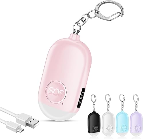 Miniatura 1 de Hion Alarma de seguridad personal para mujeres, recargable de 130 dB, llavero de alarma de autodefensa con linterna LED, seguridad sonora segura de