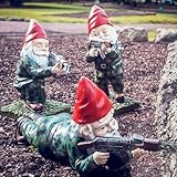 River-CJ Military Garden Gnomes, Garden Statues Gnome with Gun, Funny Army Gnomes Soldiers Tactical Statue for Indoor Outdoor, Patio, Yard, Lawn, Christmas Ornaments, Home DΓ©cor (Red)