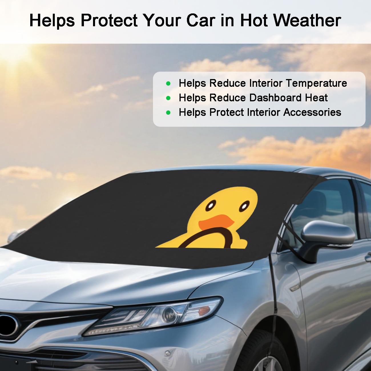 ROMASO Copertura per parabrezza auto per ghiaccio e neve, copertura per parabrezza auto, in tessuto impermeabile 600D, copertura antineve per qualsiasi condizione atmosferica, 175,3 x 109,2 cm, adatta