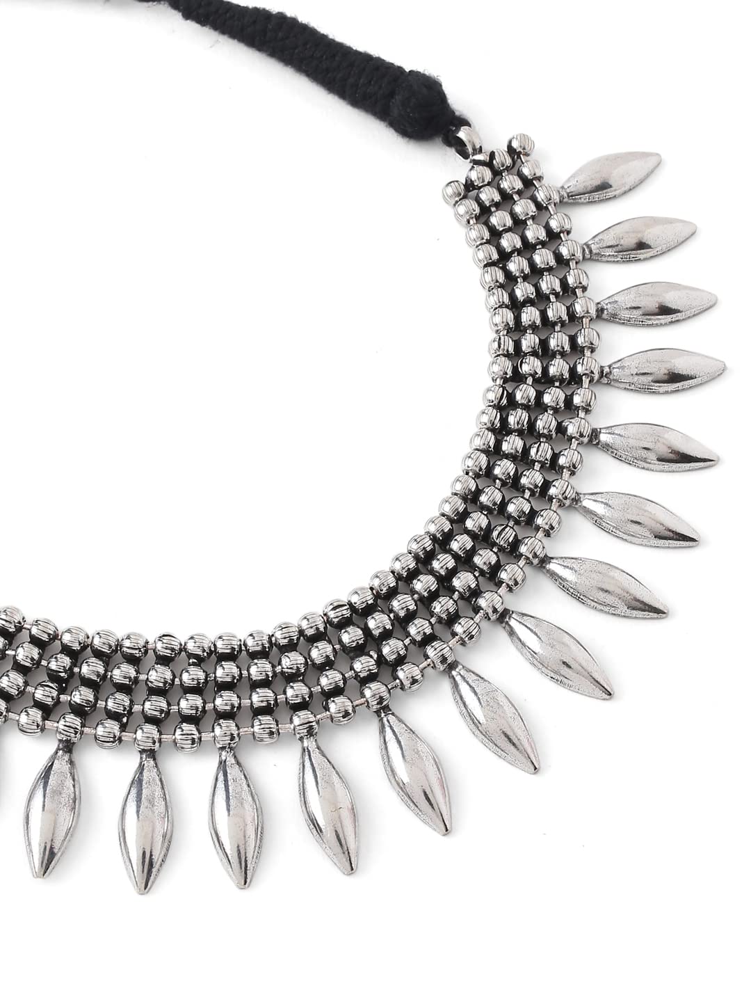 Women's Plated Geometric Choker Necklace Set, Oxidised Style