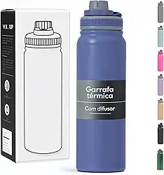 Garrafa Térmica 800ml - Aço Inox 304, Duplamente Isolada a Vácuo, Bebidas Geladas por 16 Horas e Quentes por 8 Horas, Tampa com Bico de Rosca (Azul Marinho)