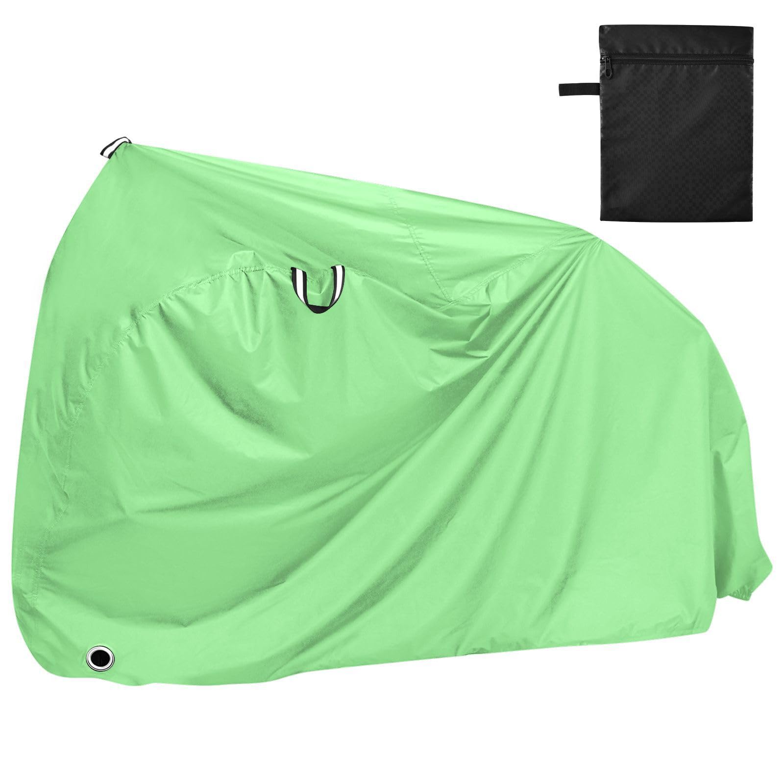 Housse de vélo d'extérieur imperméable avec trous de verrouillage pour intérieur et extérieur, convient à la plupart des vélos d'appartement - Vert pâle