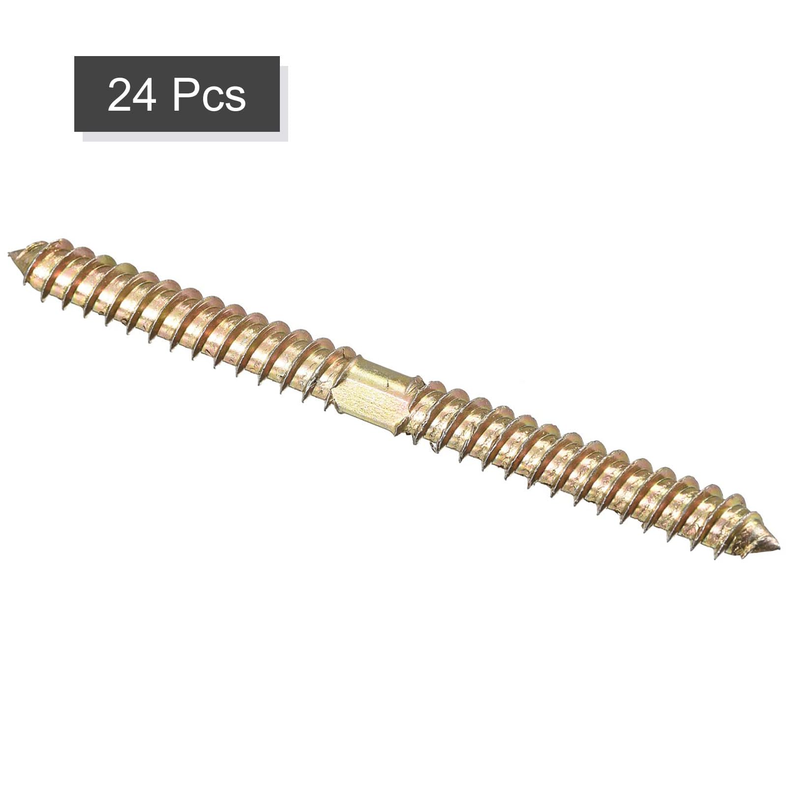 TOP-VIGOR 24Pcs Hanger Bolts, M8x100mm Double Ended Self-Tapping Thread Wood to Wood Dowel Screws, Double Ended Dowel Screws - Image 3