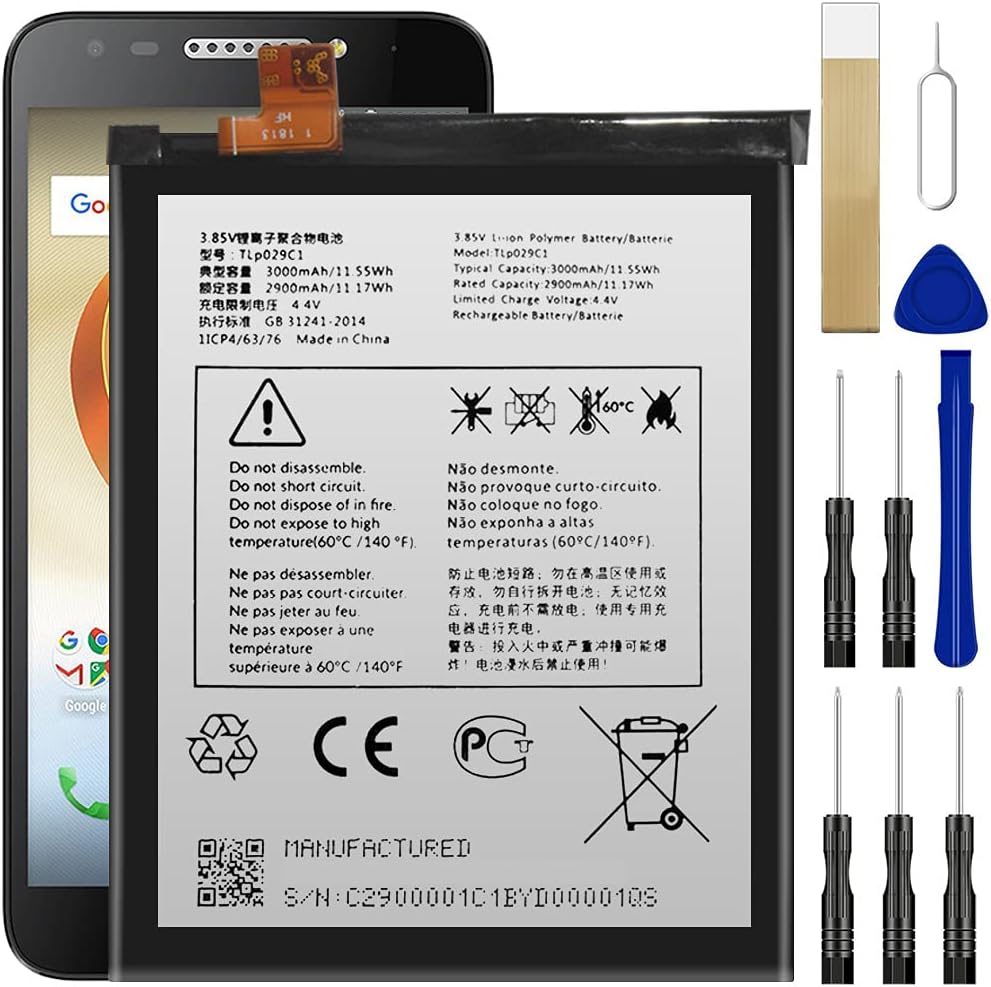 WUHAO Replacement Battery Compatible with MetroPCS Alcatel A30 5049Z/A30 Fierce 5049Z,TLP029C1 Battery with Adhesive Tape Tool Repair Kit