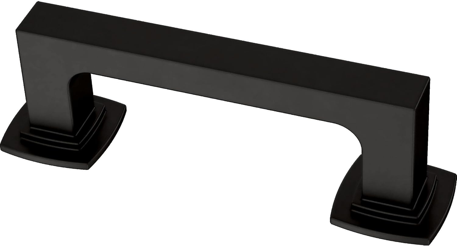 Franklin Brass Parow Cabinet Pull, Matte Black, 3 in (76mm) Drawer Handle, 10 Pack, P41769K-FB-B1