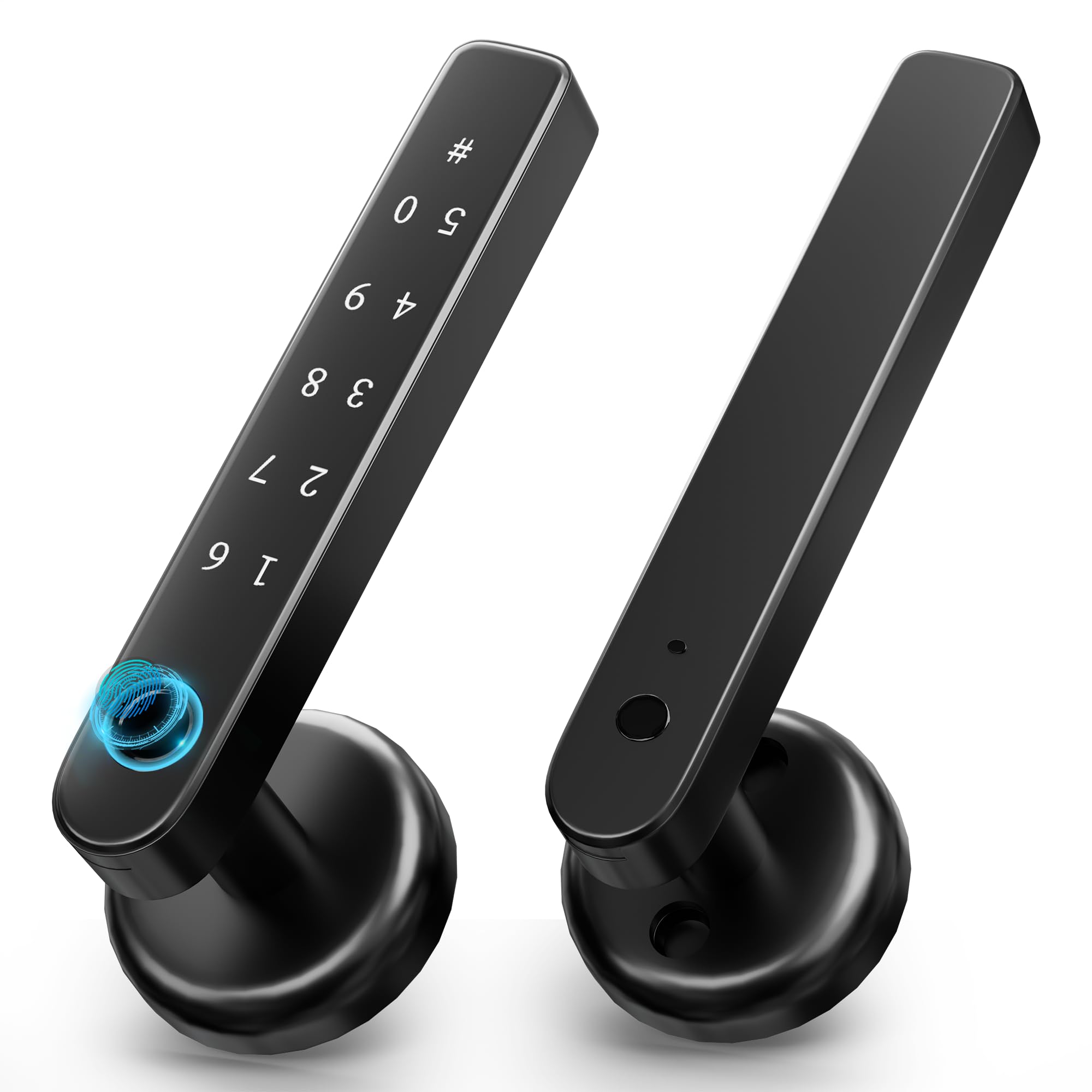 HEIXSMT Fingerprint Door Lockï¼ŒSmart Fingerprint Door knobï¼ŒKeypad Door Lock with Handle, Bedroom Door Lock with keypadï¼ŒBiometric Door Lockï¼ŒSuitable for Home, Apartment, Office, Bedroom Black