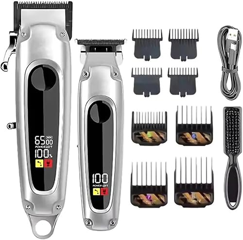 IOCCIOBB Mens Hair Clippers, 2PCS Professional Trimmer Electric Barber Kit Clipper Set for Men Cutting Machine Rechargeable
