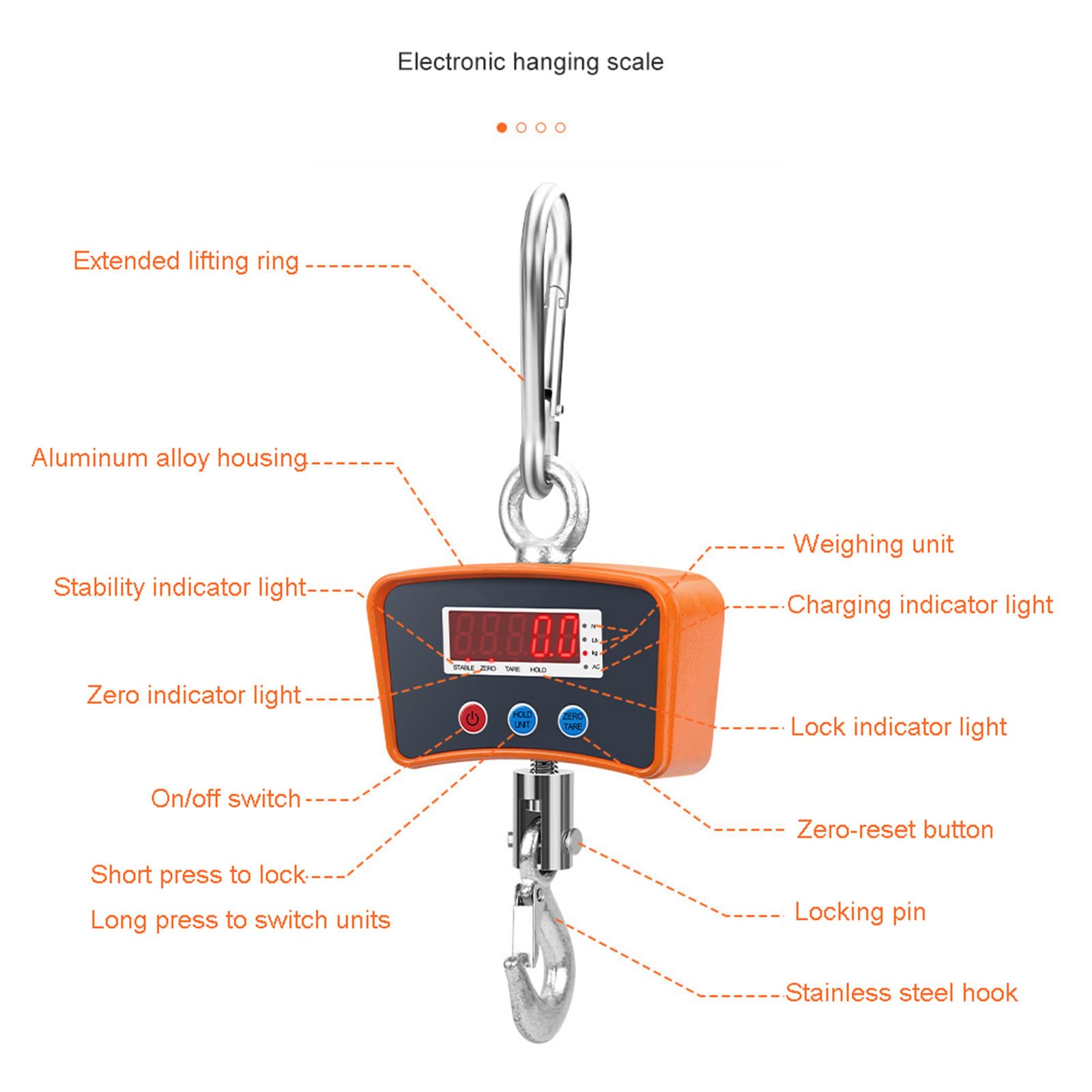 Básculas digitales para equipaje, básculas de gancho, básculas de cocina, básculas de elevación portátiles con pantalla LCD, básculas industriales de 500 kg/1000 kg para maletas,500kg