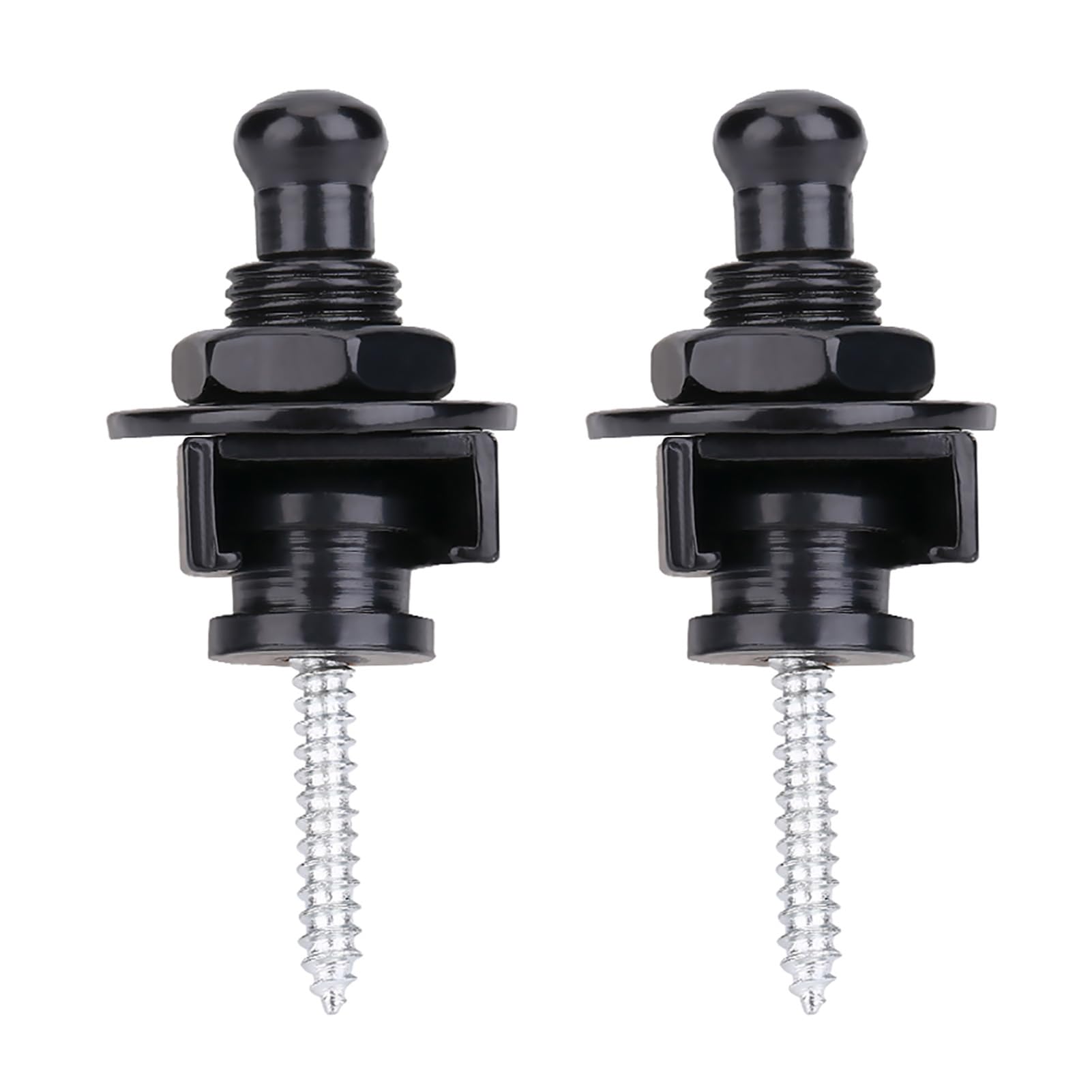Dioche Metal Guitar Strap Locks for Electric Guitar Secure Attachment Silver 2Pcs EasyInstall AntiSkid Strap Locks High Gloss Finish (Silver) (Black)