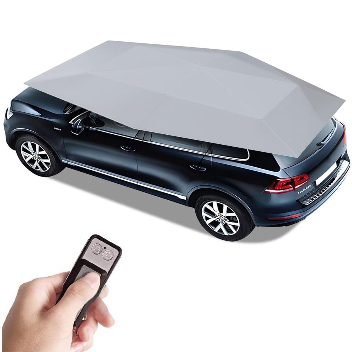 Vollautomatisches Autozelt, Tragbares Ferngesteuertes Autoabdeckungszelt, Faltbare Dachmarkisen, Autoabdeckung Mit Fernstart, 4.2M Große Autosonnenschirme,Grey