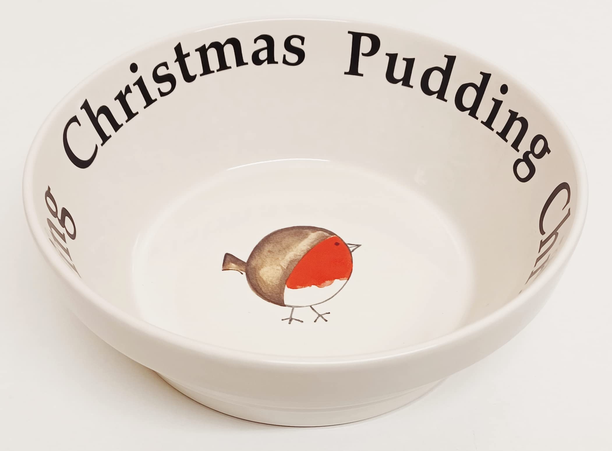 Rainbow Decors Simple Red Fat Robin Christmas Pudding Round Baking 27oz 800 ml Bowl Dish Hand Decorated UK