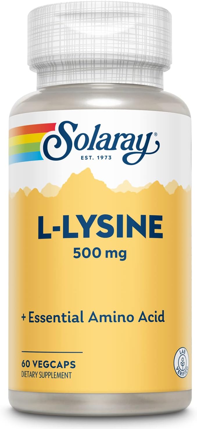 SOLARAY L-Lysine 500mg | Amino Acid | Healthy Cognitive, Immune System & GI Function, Bones, Joints & Skin Support | 60 VegCaps