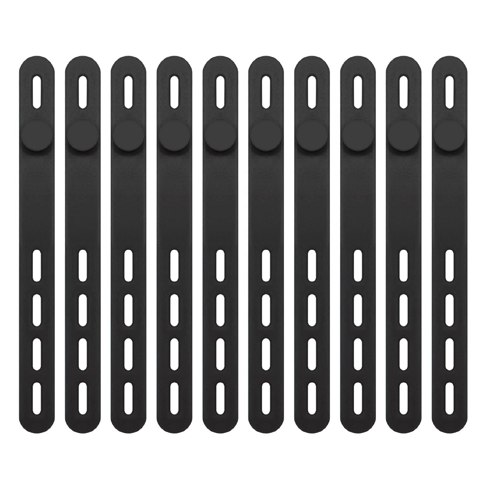 Vndkgn Black 10Pcs Silicone Cable Ties, Small Cable Reusable Tidy Zip Ties Management,Wire Organizer For Earphone Washable With Lock Buckle Elastic Adjustable Strap Electrical Cord Keeper For Home Band