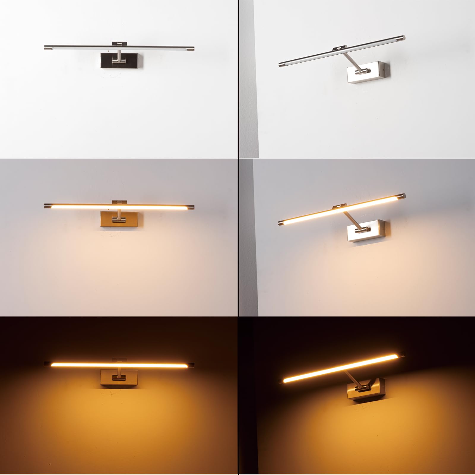 Alpinaluz Aplique LED para Cuadros y Espejos 48 cm 10W Luz Blanca Cálida 2700K Brazo Articulado Orientable Diseño Lineal Aluminio Acabado Níquel Cepillado Montaje en Pared