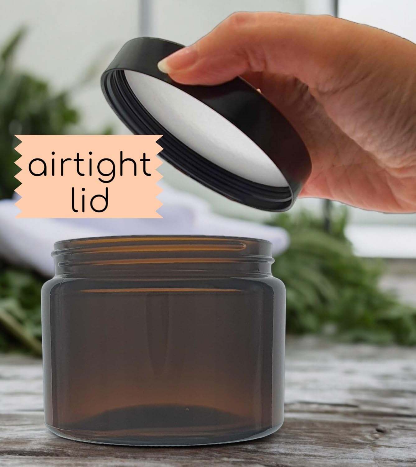 AVALON 500ml Large Amber Glass Jars with Airtight Lids, Recyclable, Refillable, BPA-Free, Sold Empty, for Storage Herbs - Image 3