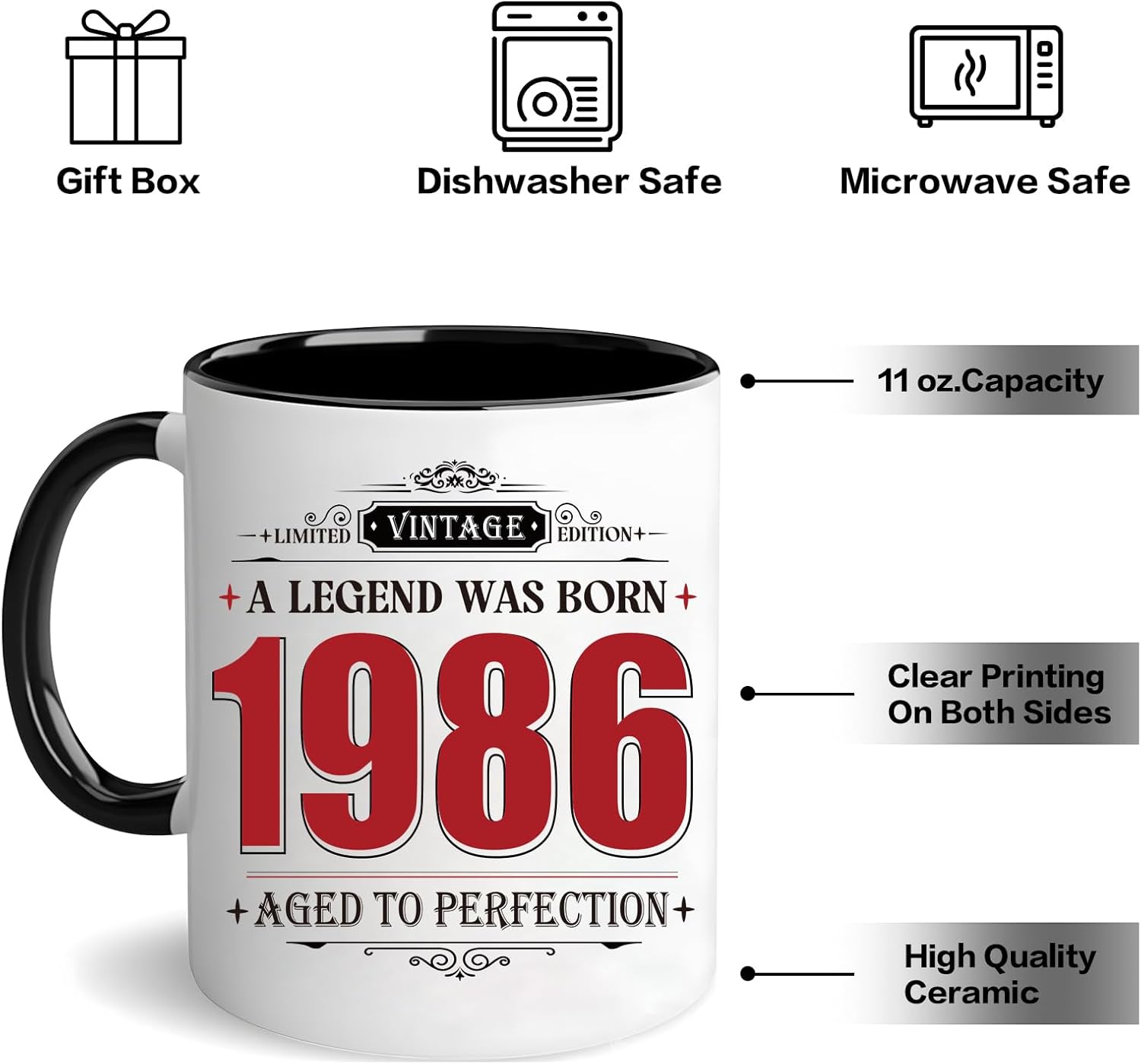 40th Birthday Gifts for Women Him, 40 Year Old Vintage 1986 Mug Gifts, Forty Birthday Cups for Men Dad Husband - Image 3
