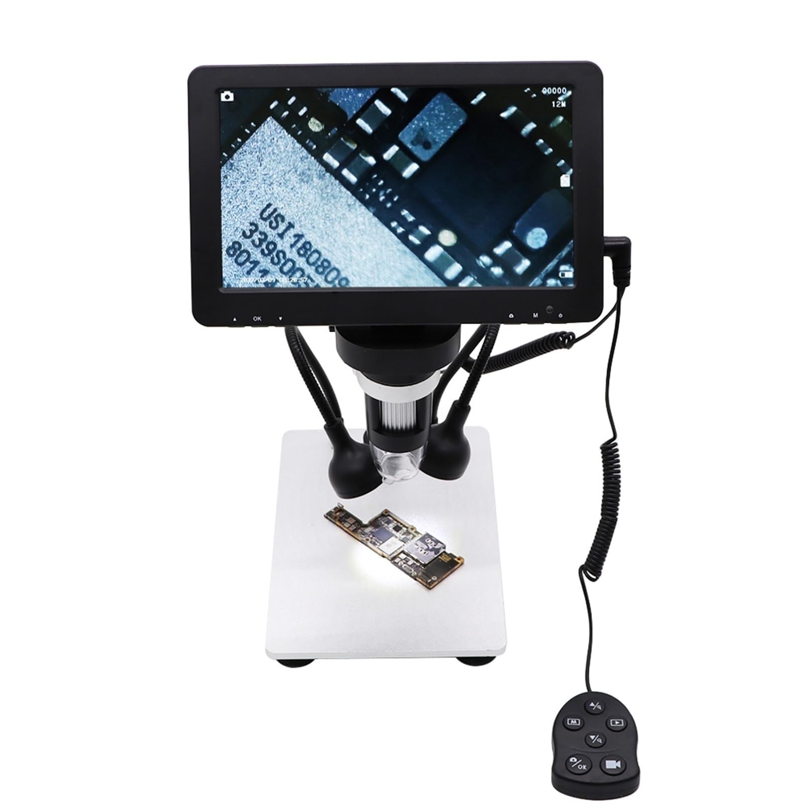 Microscopio Digital Industrial con Pantalla De 7 Pulgadas, Lupa 12MP, HD, 1200X, Control Cable For Inspección Soldadura PCB Teléfono NíTido Y Preciso