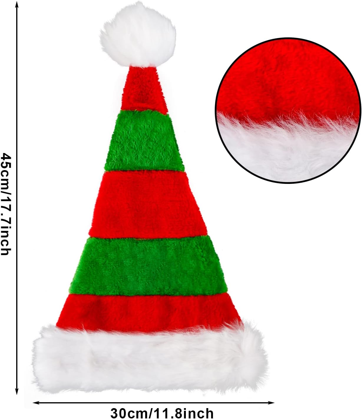 FOIMAS Santa Hat for Adults,Plush Christmas Hats with White Fur Xmas Hat for Christmas Holiday Party Decoration - Image 2