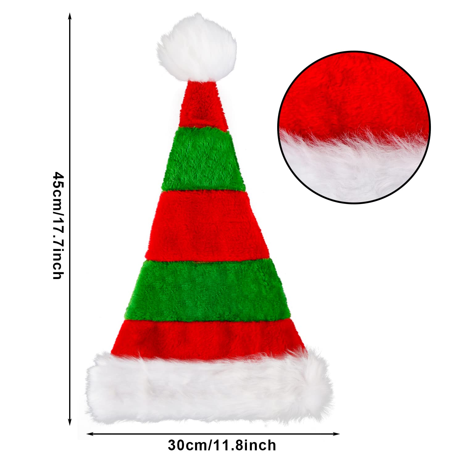 VEYLIN Father Christmas Hat, Green/Red Santa Hats for Children Adults Thickened Warm Christmas Party Hats (17.7 x 11.8 Inch) - Image 3