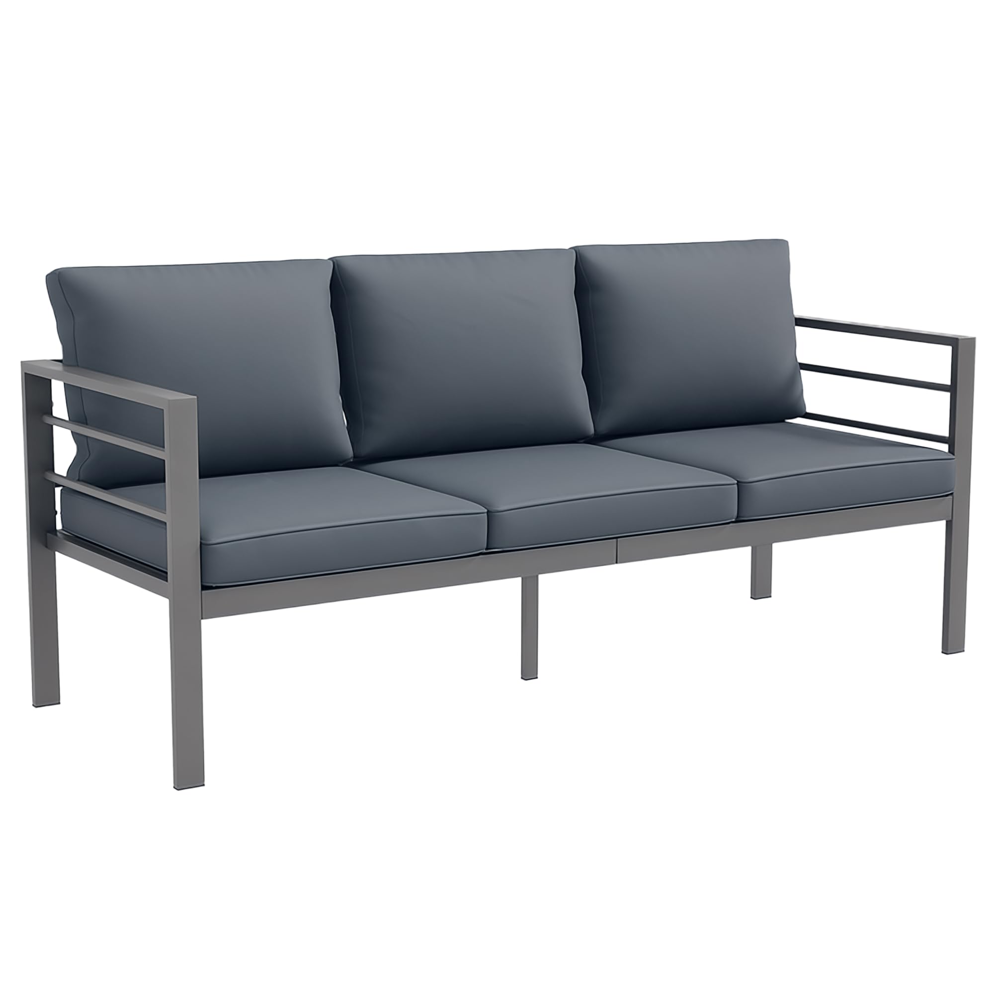 Outsunny Canapé de Jardin 3 Places Extérieur Aluminium 185L x 66l x 64H cm | Coussins d'Assise et Dossier