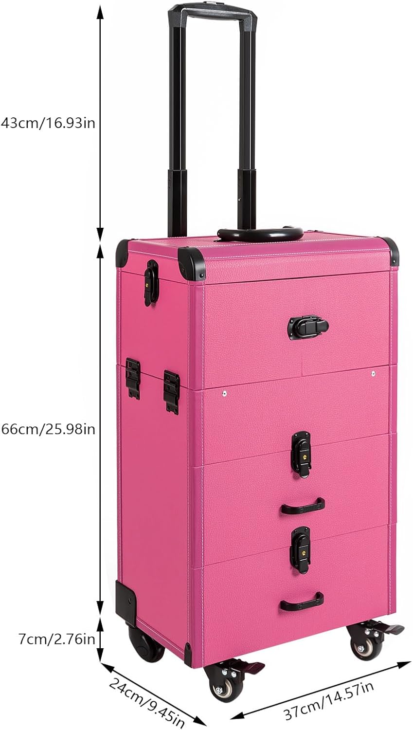 Rolling Makeup Train Case Upgrade Portable Cosmetic Organizer Trolley Large Make up case with Wheels & Drawers, Makeup Trolley Case for Makeup-Artists, Hairdressers | US STOCK