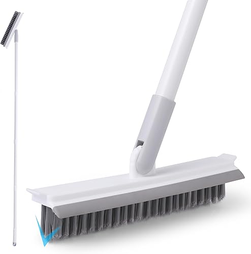 Cepillo de lechada con mango largo, limpiador de lechada para suelos de azulejos, limpiador de suelo de baldosas de ducha para limpiar el zócalo del